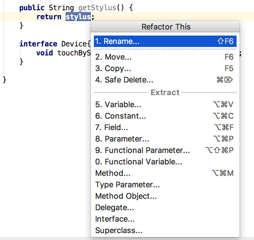 Code Refactoring Intellij Idea