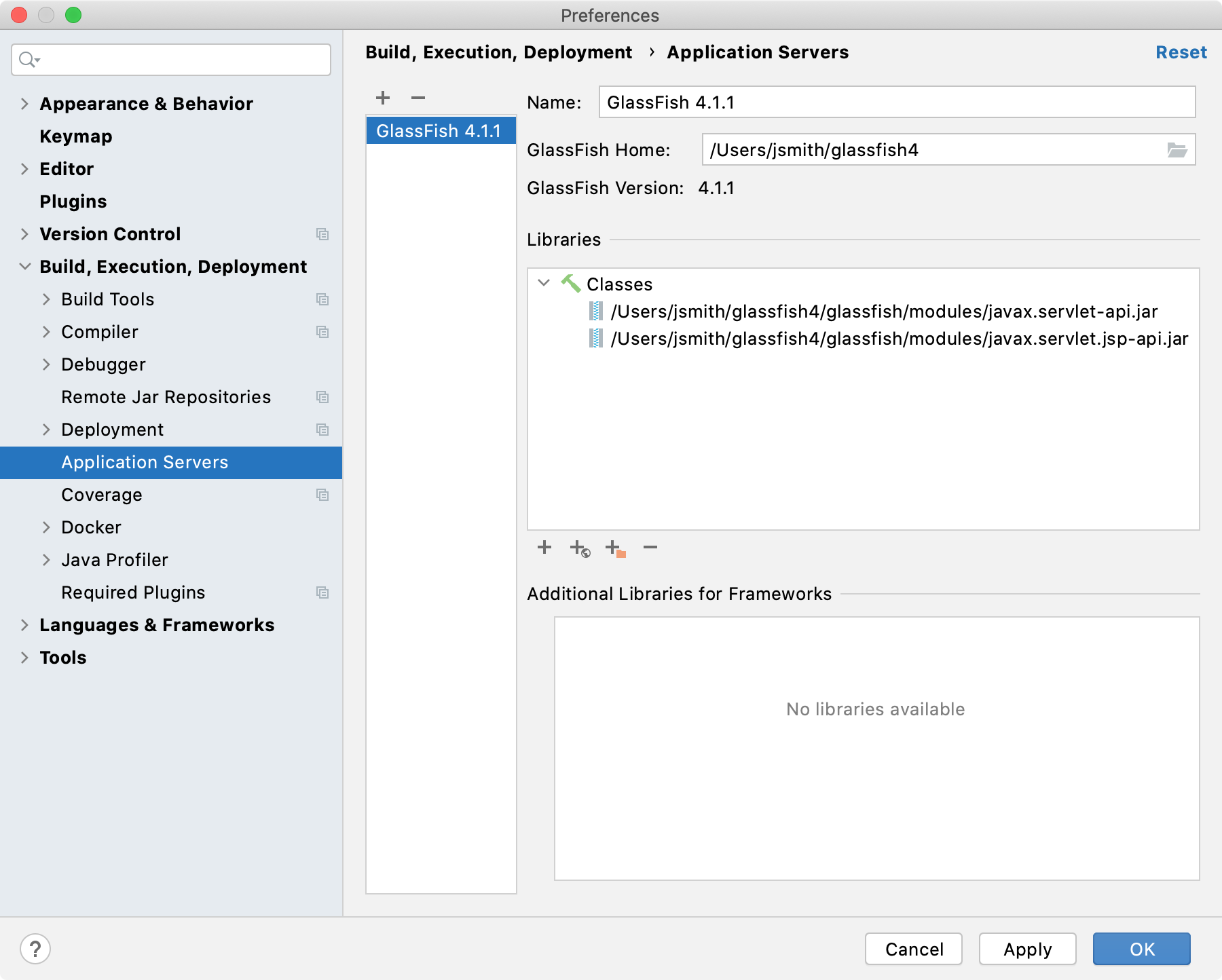 GlassFish application server configuration