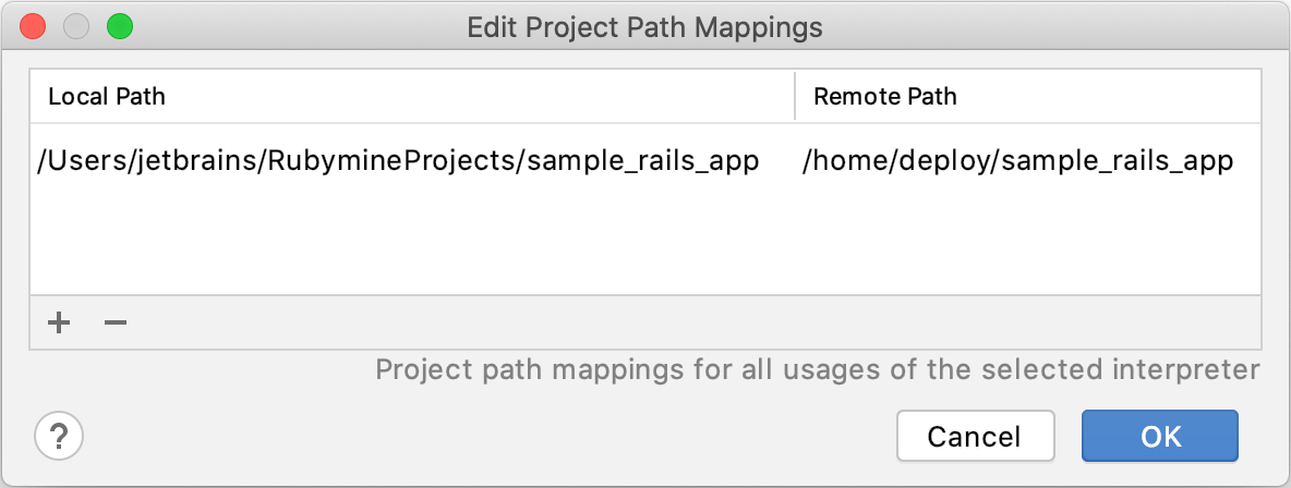 Edit project path mappings