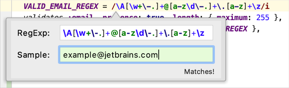 Regular Expressions RubyMine