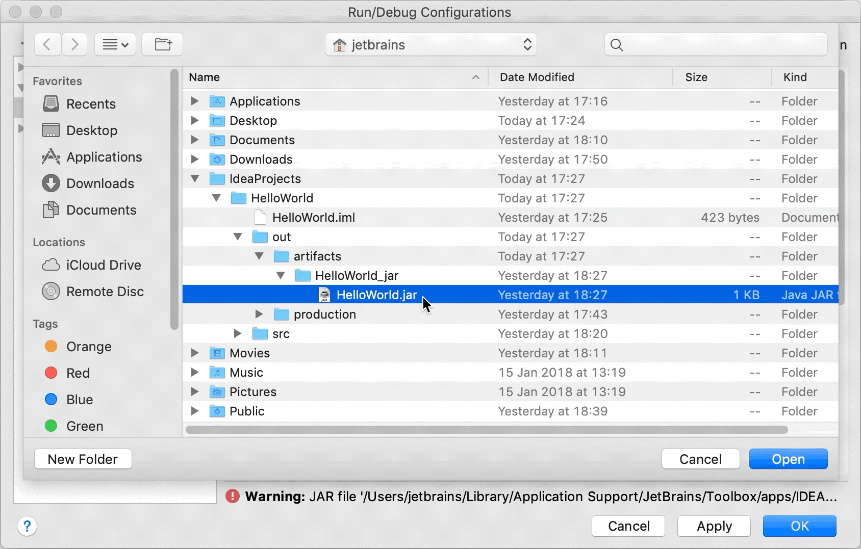 Specifying path to JAR file