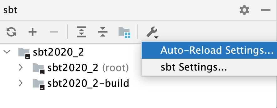 the sbt tool window