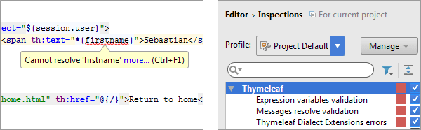 Thymeleaf code inspections