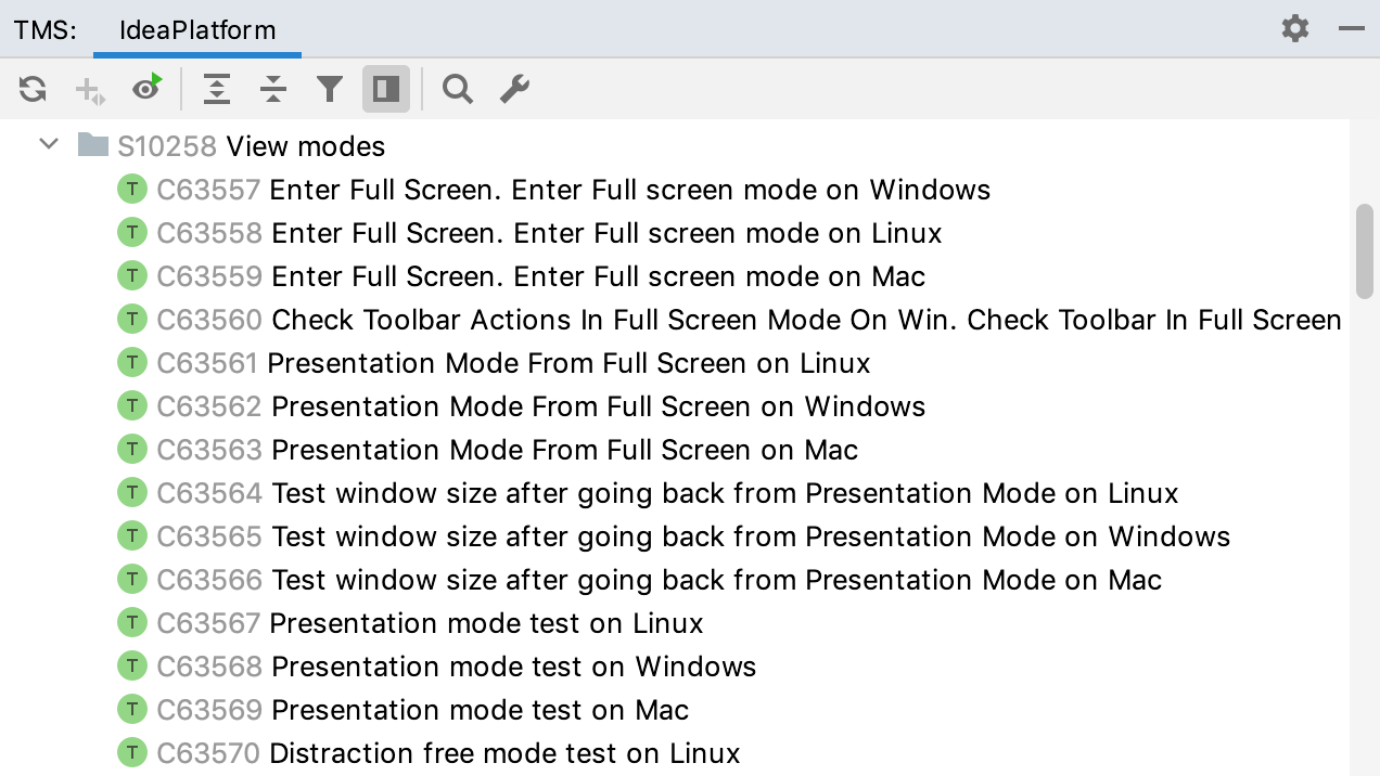 Tms tool window