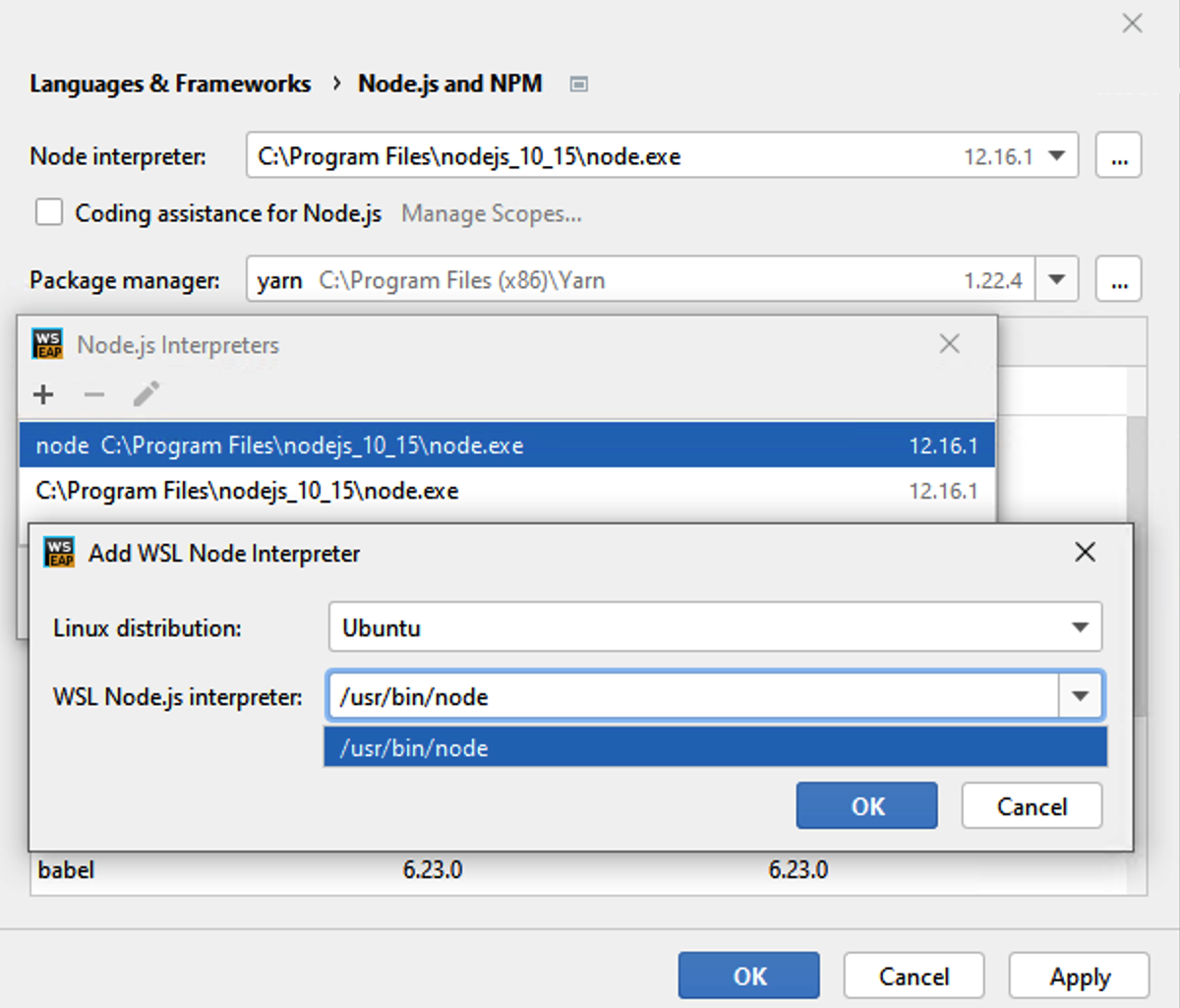 phpstorm node js