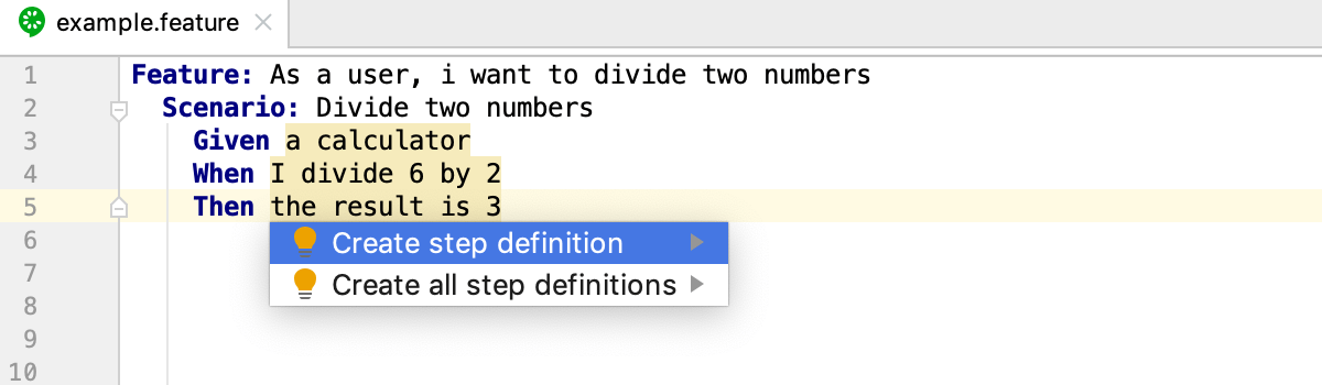 Create Cucumber.js step definitions: quick-fix
