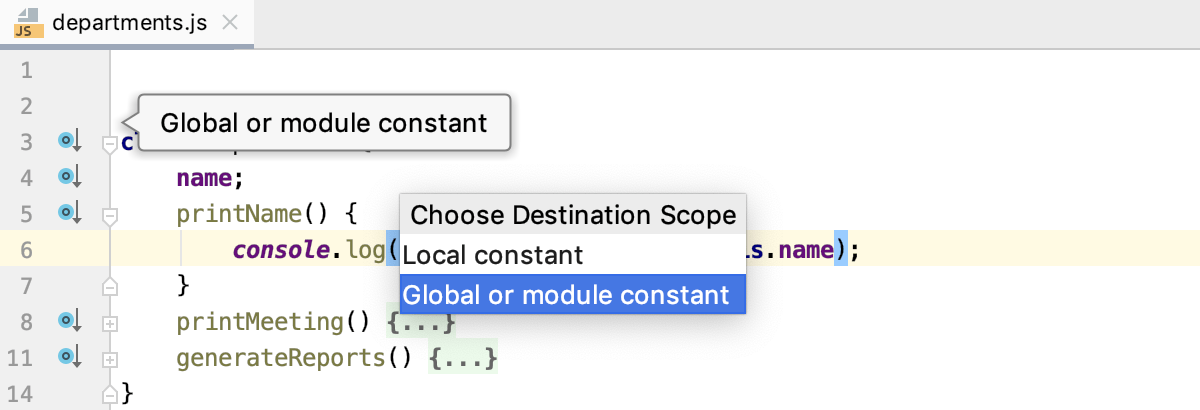 Introduce Constant: select scope