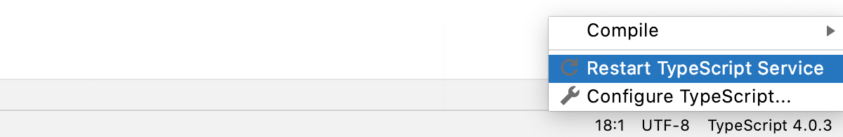 TypeScript widget on the Status bar: restart the TypeS cript Language service
