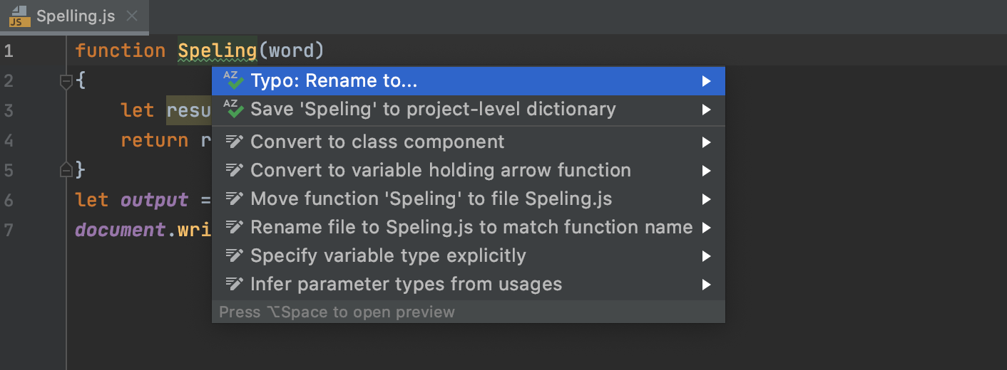 webstorm disable typo check