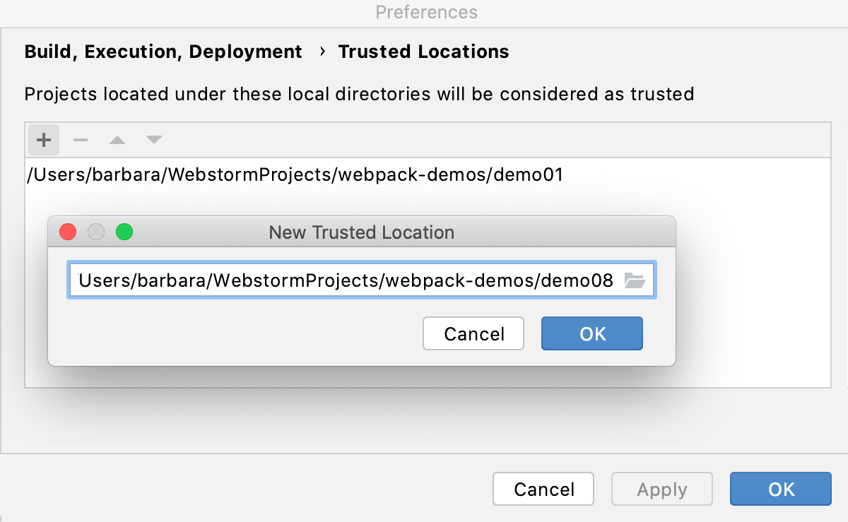 Webpack: Trusted Locations