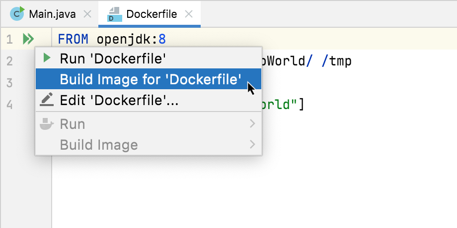 The Build Image on Docker popup