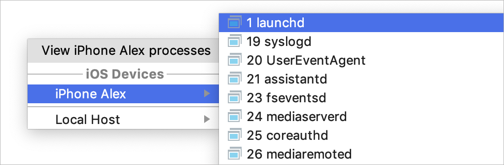 Search for a process to attach