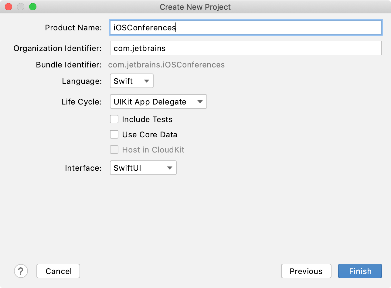 Create a new project: project settings