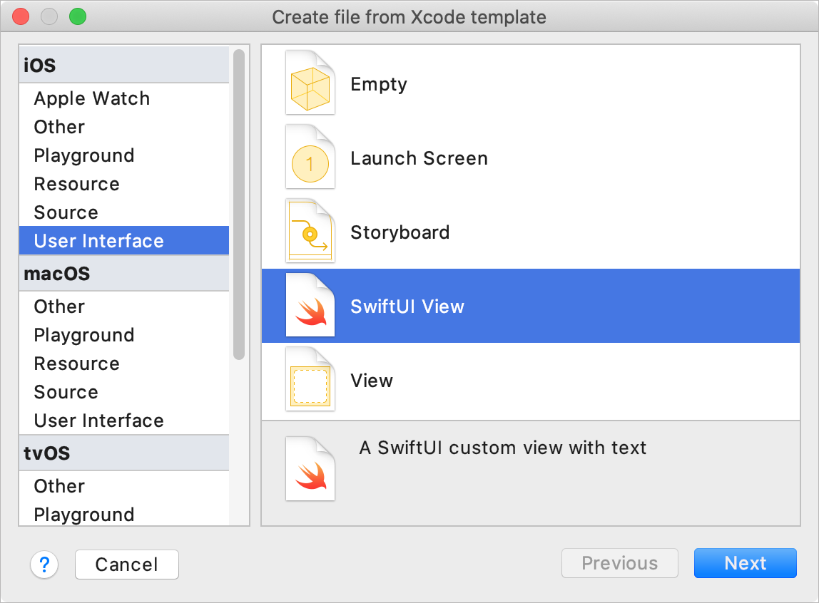 Create a new SwiftUI file