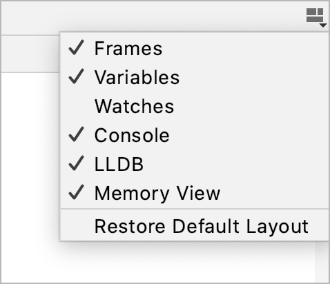 Layout options menu