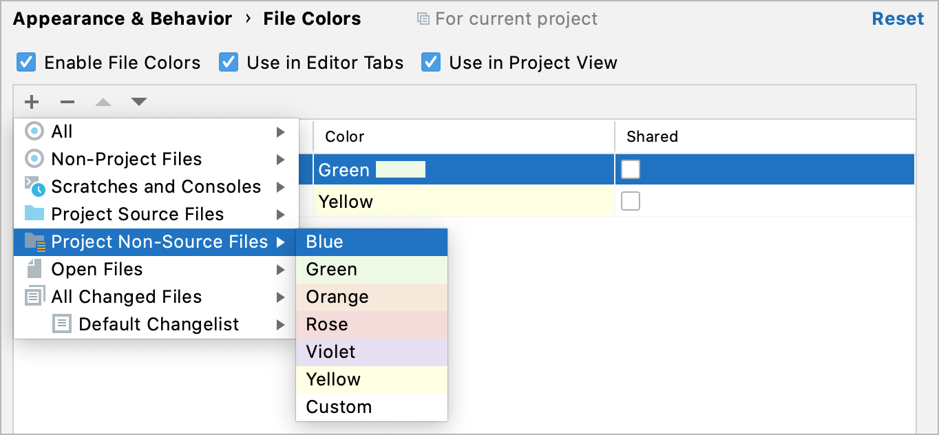 Selecting a color for a custom scope