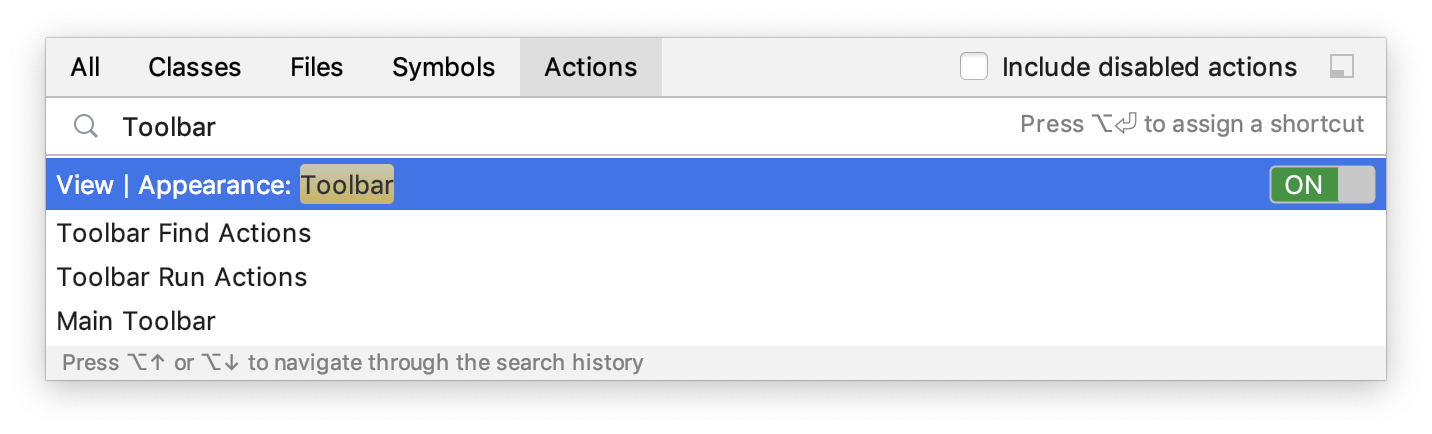 Hide or show UI elements via Find Action