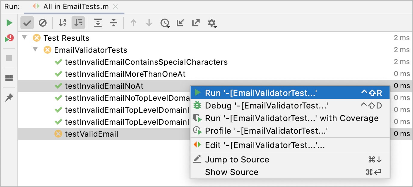 Run selected tests