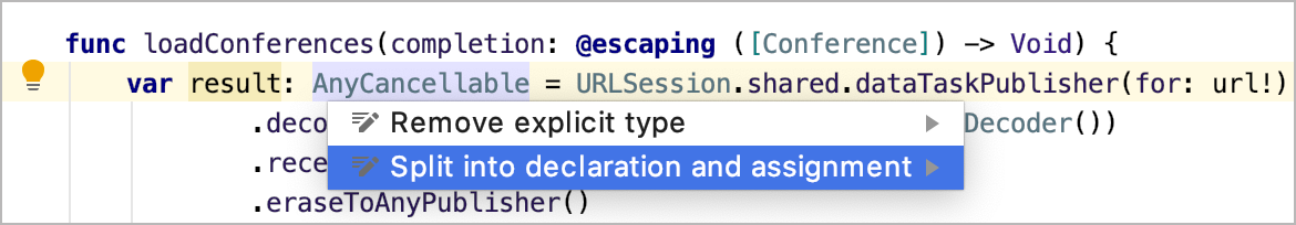 Split into declaration and assignment