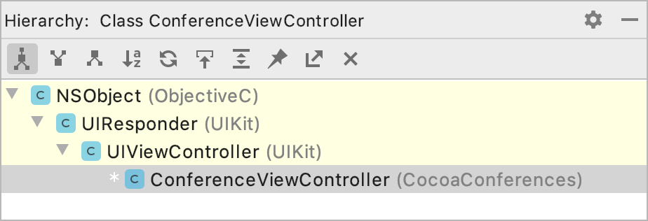 Class hierarchy shown in the Hierarchy Tool Window