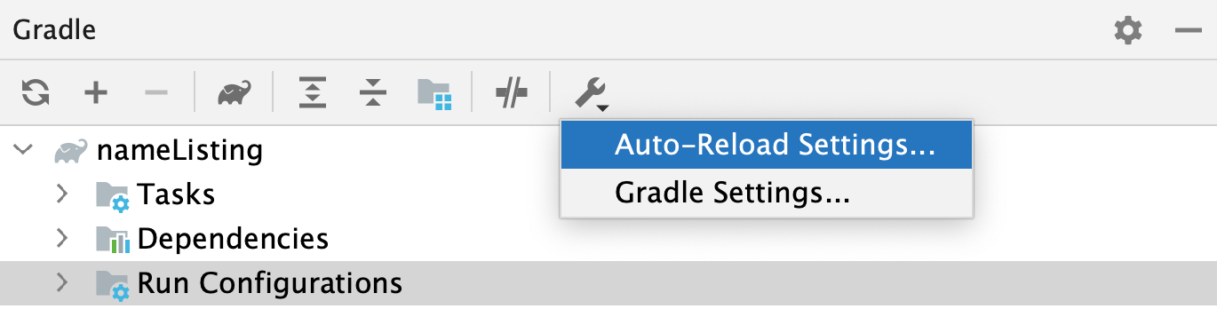 the Gradle tool window