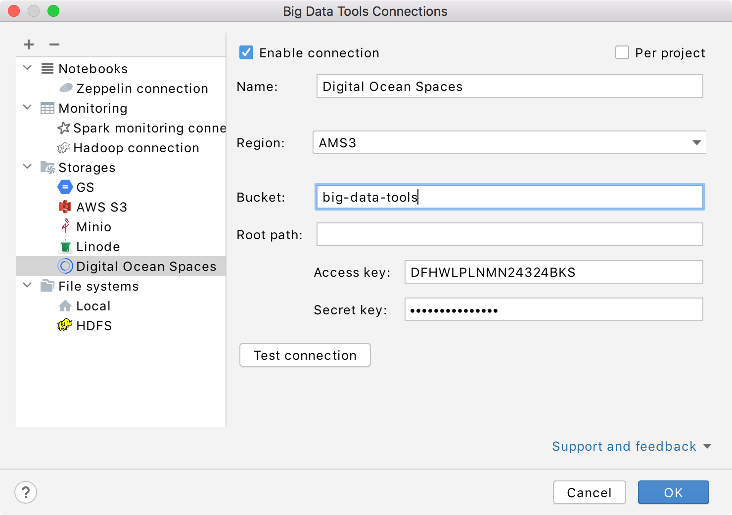 Configure Digital Open Spaces connection