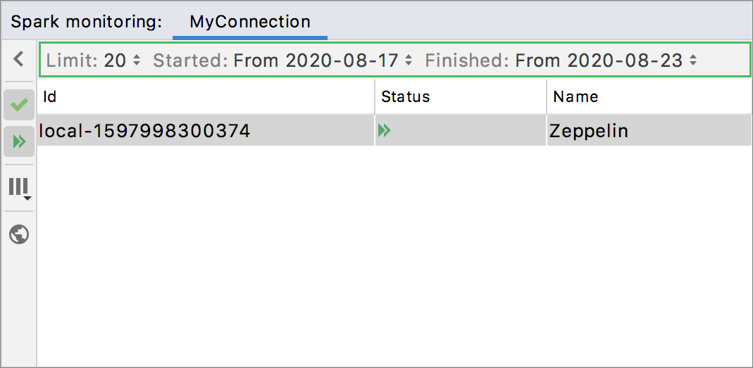 Filtering applications in Spark monitoring