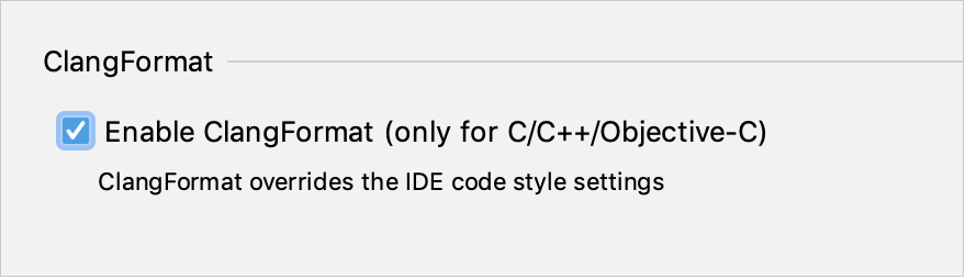 Enable ClangFormat in the code style settings dialog
