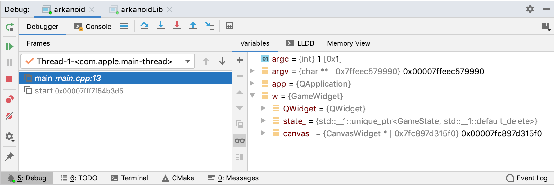 Debug tool window overview