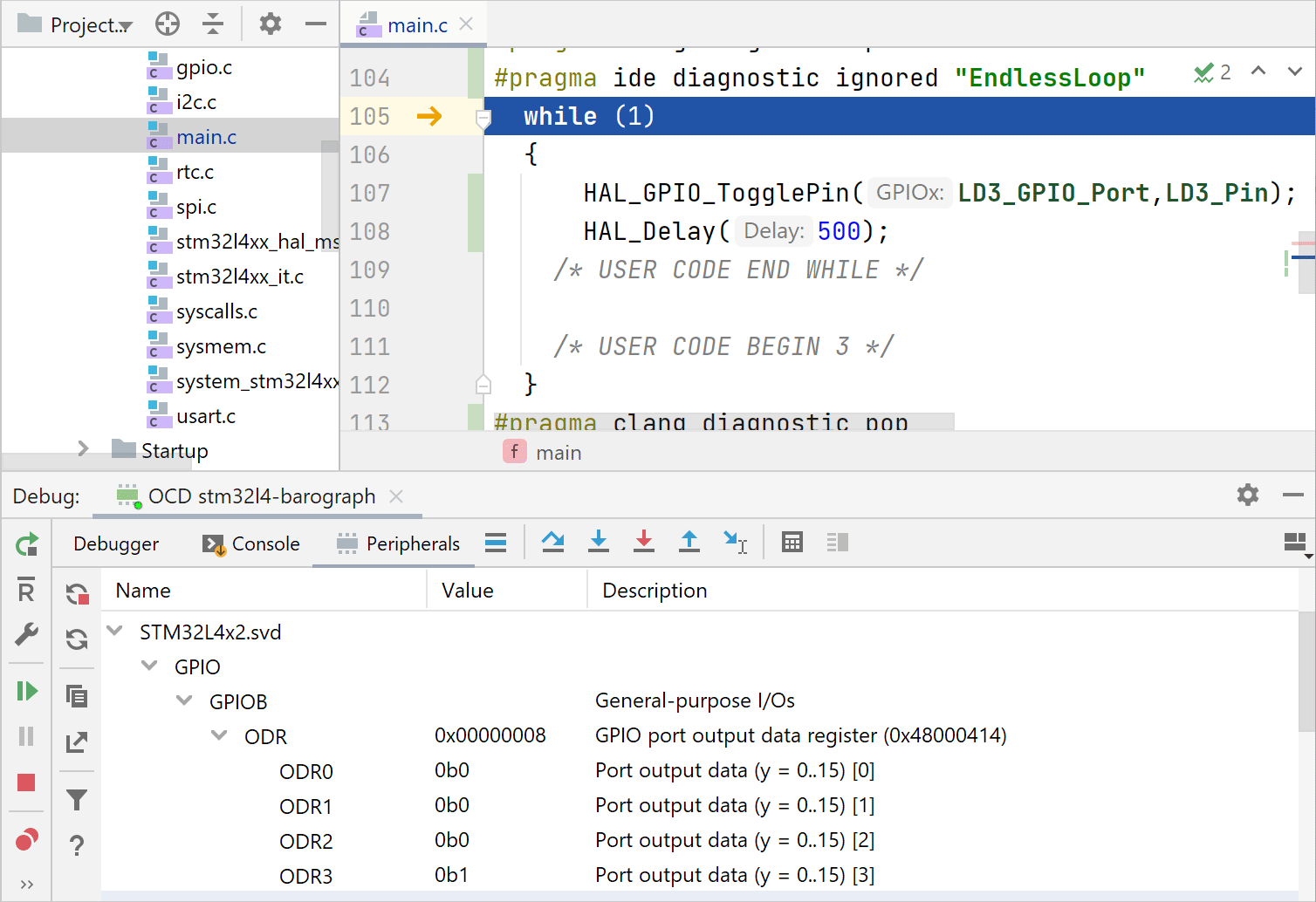 Debugging an embedded project