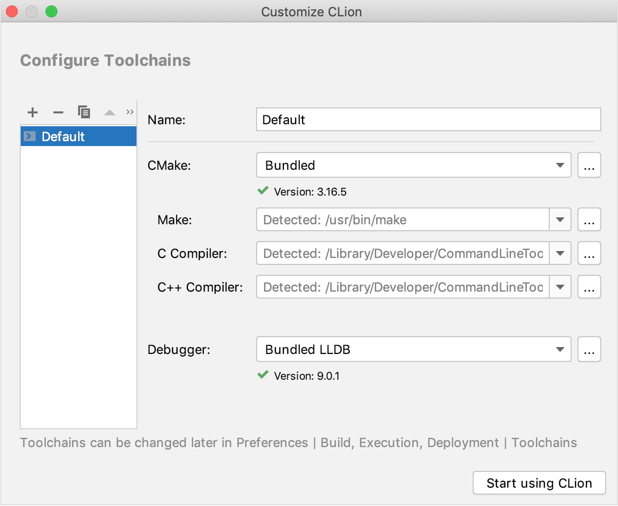Configure toolchain on the first run