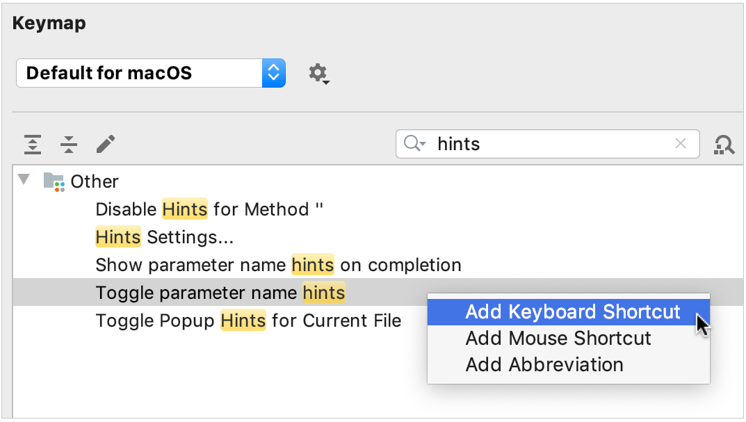 add a shortcut for toggling parameter hints