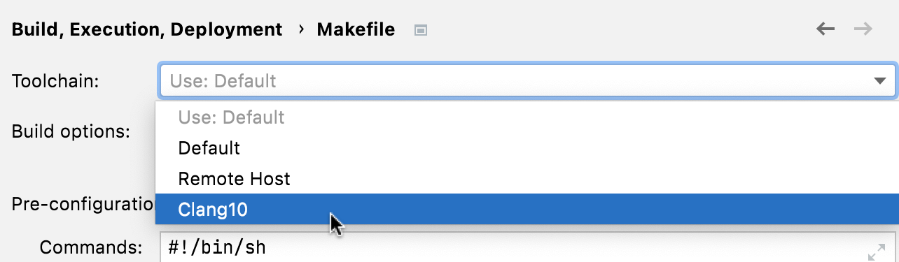 Selecting the toolchain for a Makefile project