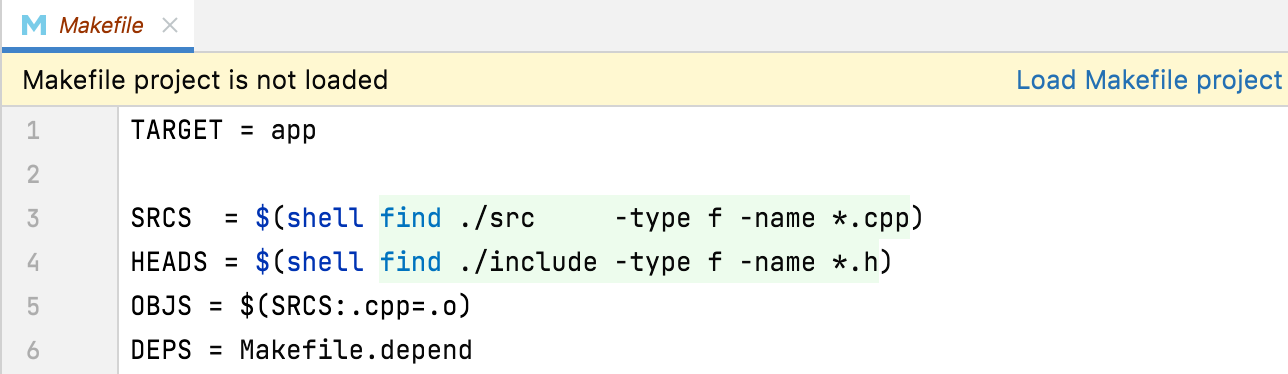 Load Makefile project notification