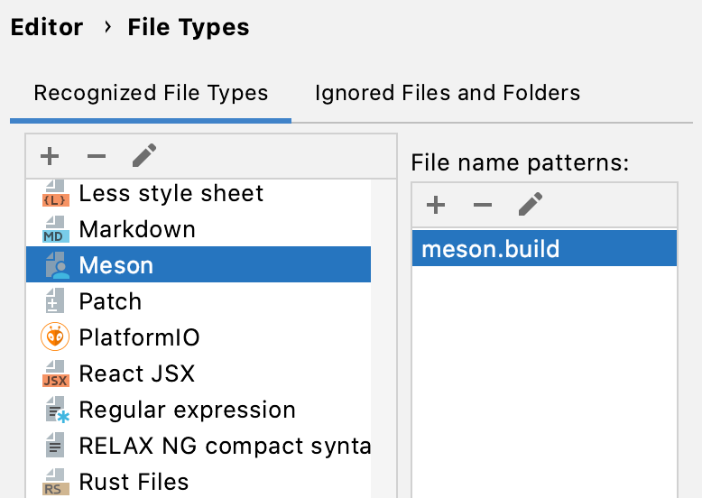 Registering the Meson file type