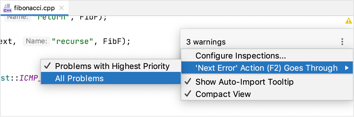 Configuring navigation between highlighted lines