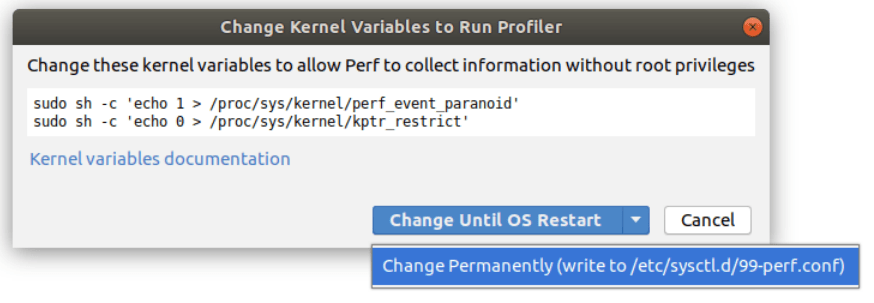 adjust linux kernel variables for the profiler