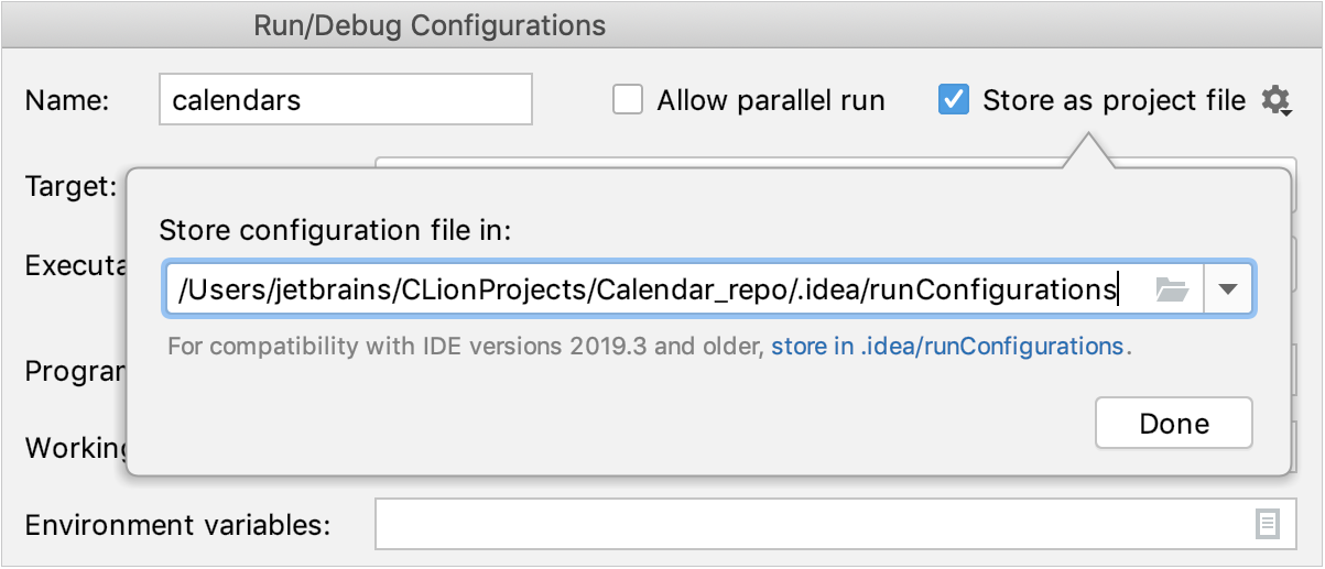 clion run configuration