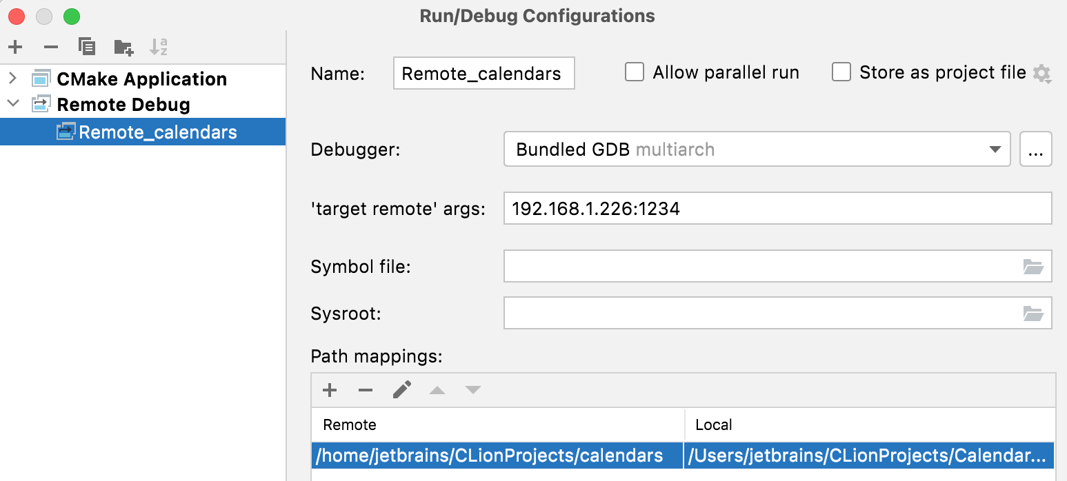 clion remote debug