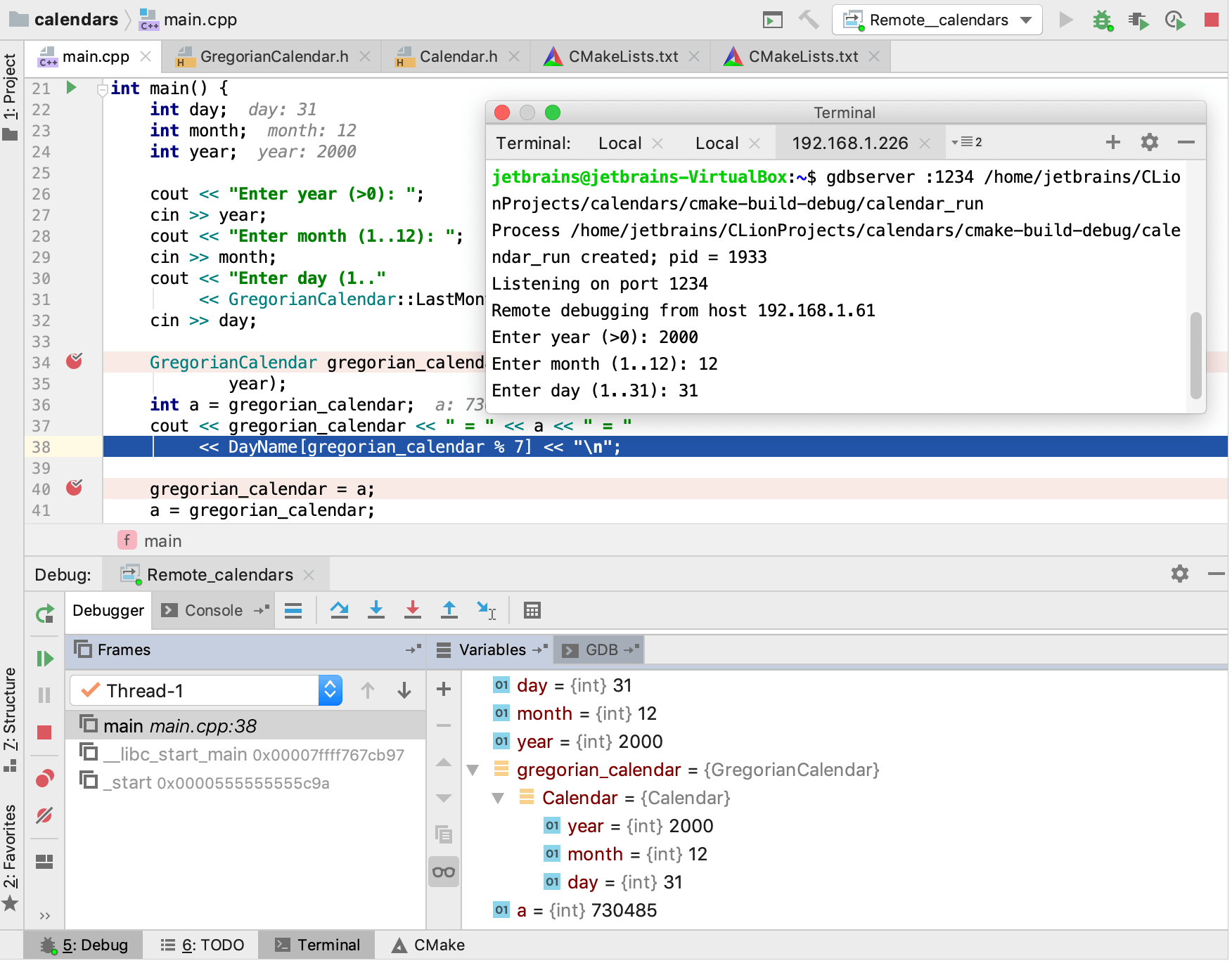 clion remote debugging