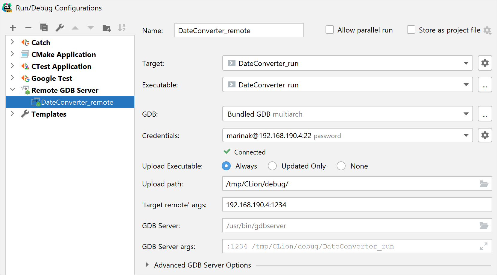 Remote GDB Server configuration