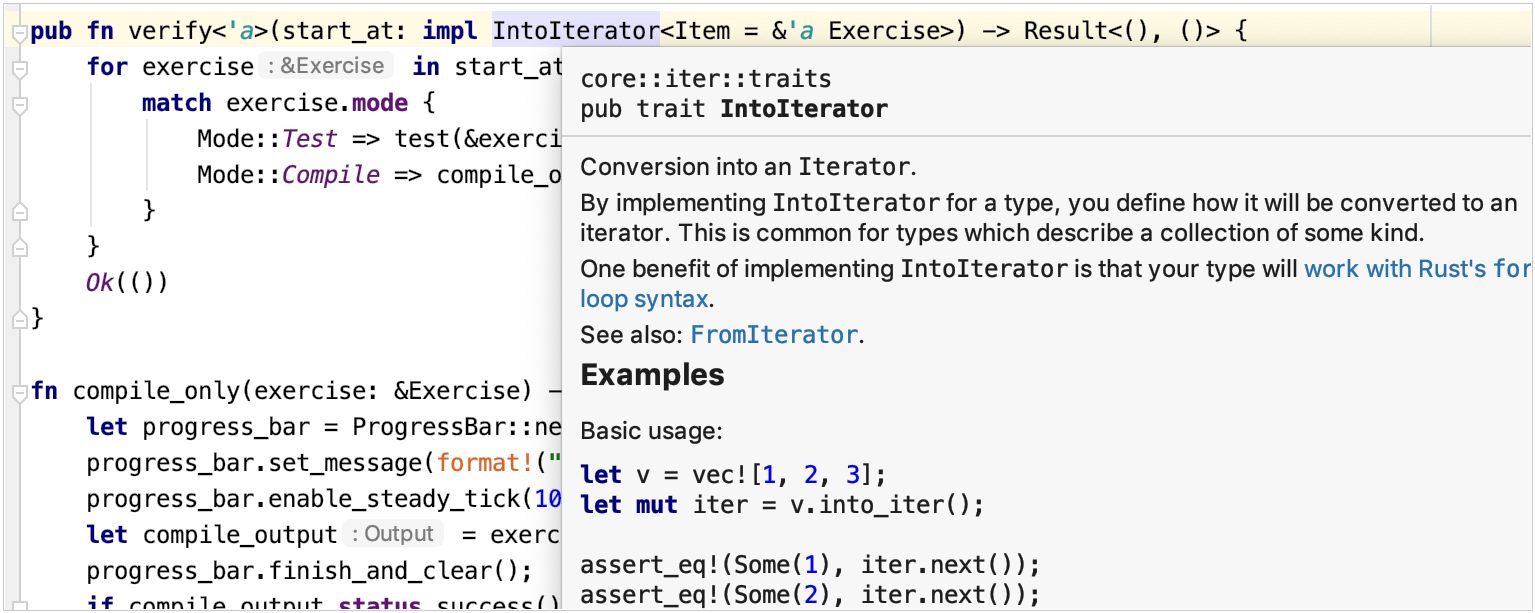 Quick documentation for Rust code