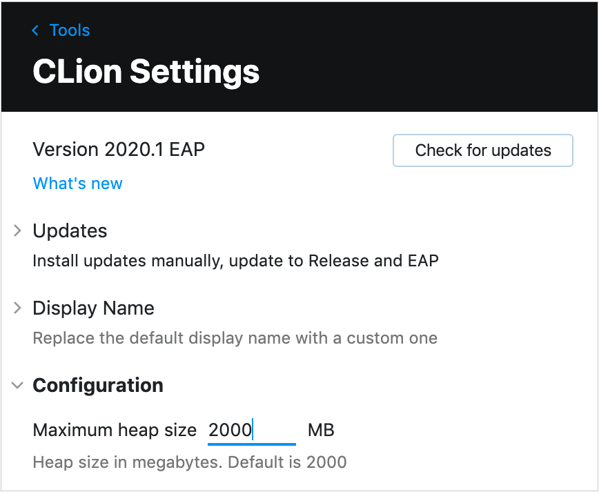 Change heap size from Toolbox