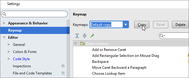 Copy keymap