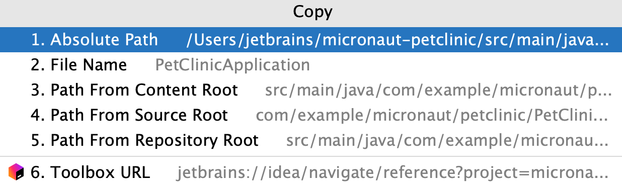 Copy path