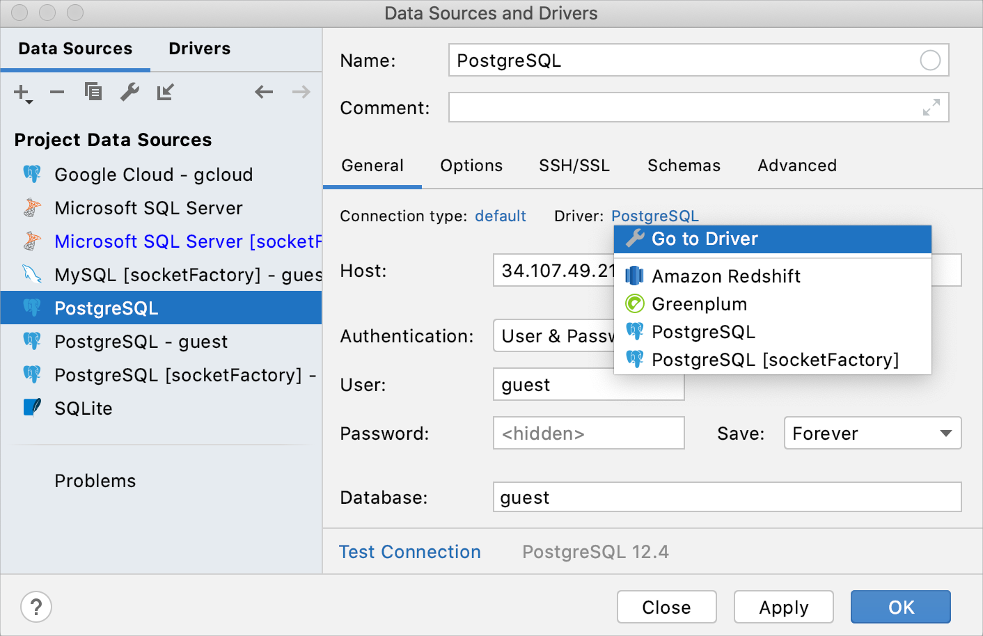 how to connect database in pycharm for django