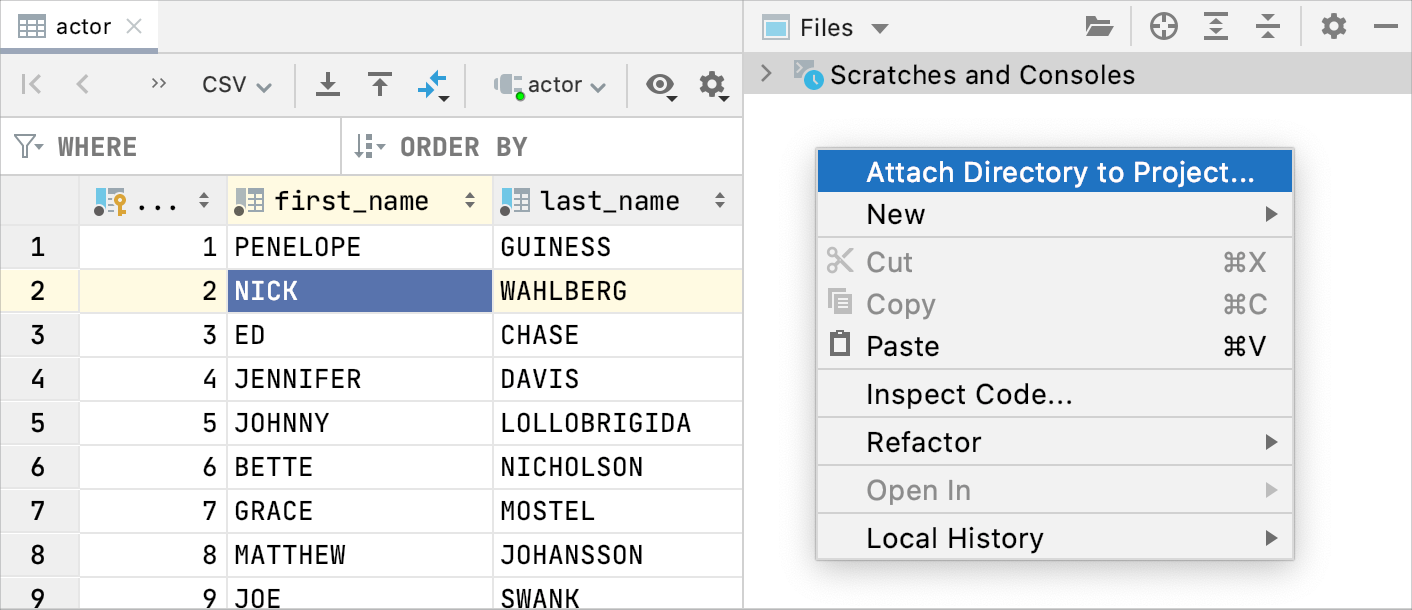 Attach a directory with SQL files