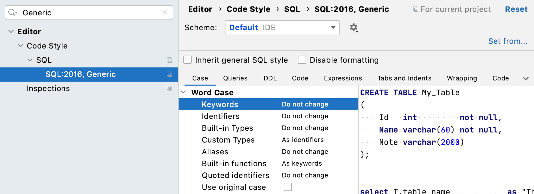 code style to the Generic code style to the Generic