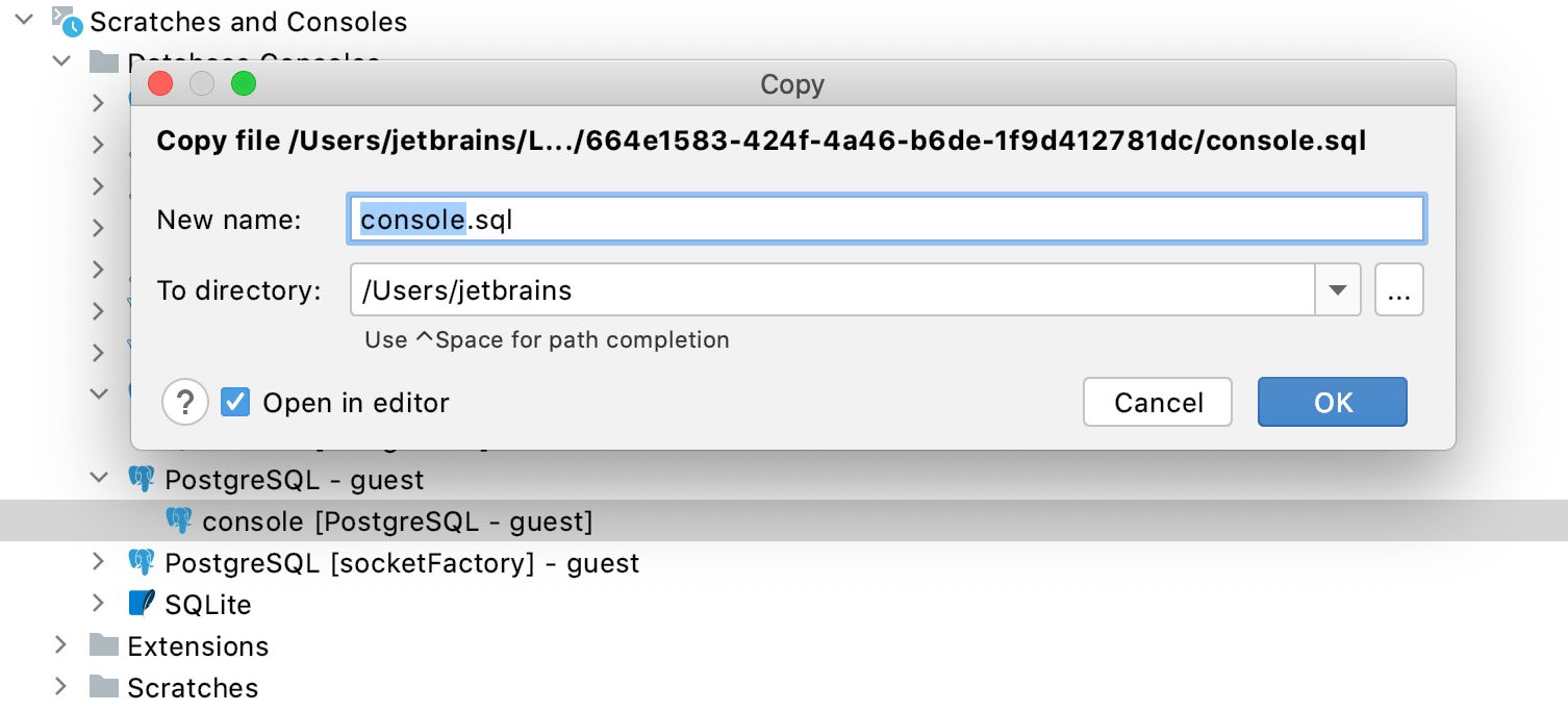Copy a console file to a new location