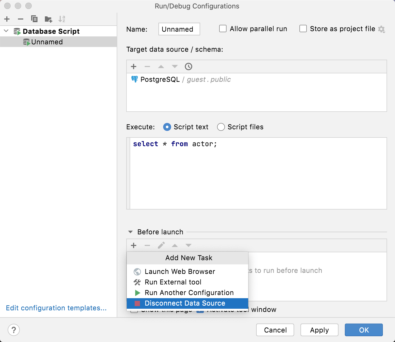 Disconnect task for the Before Launch section Disconnect task for the Before Launch section